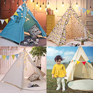 130cm/160cm Teepee Large Cotton Linen Kids Teepee Canvas Playhouse Indian Play Tent House White Children Tipi Tee Pee Tent