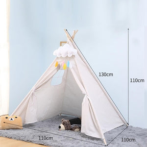 130cm/160cm Teepee Large Cotton Linen Kids Teepee Canvas Playhouse Indian Play Tent House White Children Tipi Tee Pee Tent