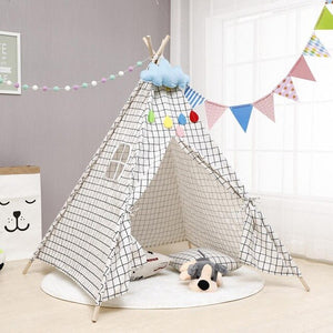 130cm/160cm Teepee Large Cotton Linen Kids Teepee Canvas Playhouse Indian Play Tent House White Children Tipi Tee Pee Tent