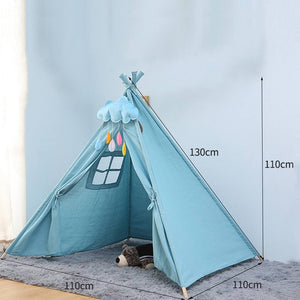 130cm/160cm Teepee Large Cotton Linen Kids Teepee Canvas Playhouse Indian Play Tent House White Children Tipi Tee Pee Tent