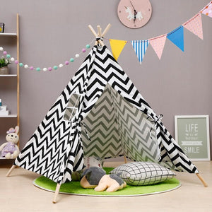 130cm/160cm Teepee Large Cotton Linen Kids Teepee Canvas Playhouse Indian Play Tent House White Children Tipi Tee Pee Tent