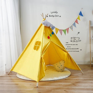 130cm/160cm Teepee Large Cotton Linen Kids Teepee Canvas Playhouse Indian Play Tent House White Children Tipi Tee Pee Tent