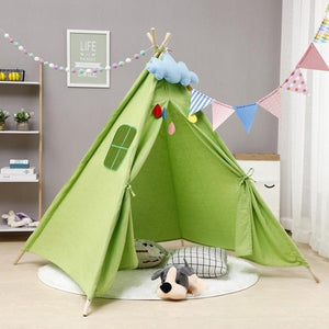 130cm/160cm Teepee Large Cotton Linen Kids Teepee Canvas Playhouse Indian Play Tent House White Children Tipi Tee Pee Tent