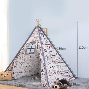 130cm/160cm Teepee Large Cotton Linen Kids Teepee Canvas Playhouse Indian Play Tent House White Children Tipi Tee Pee Tent